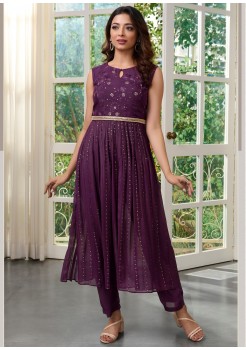 Purple Chinnon Designer Gown